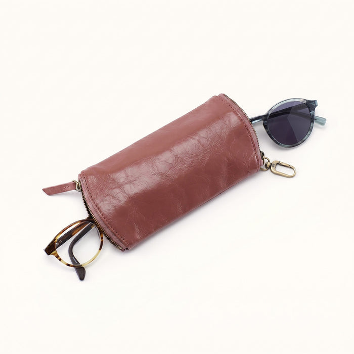 Spark Double Eyeglass Case In Polished Leather