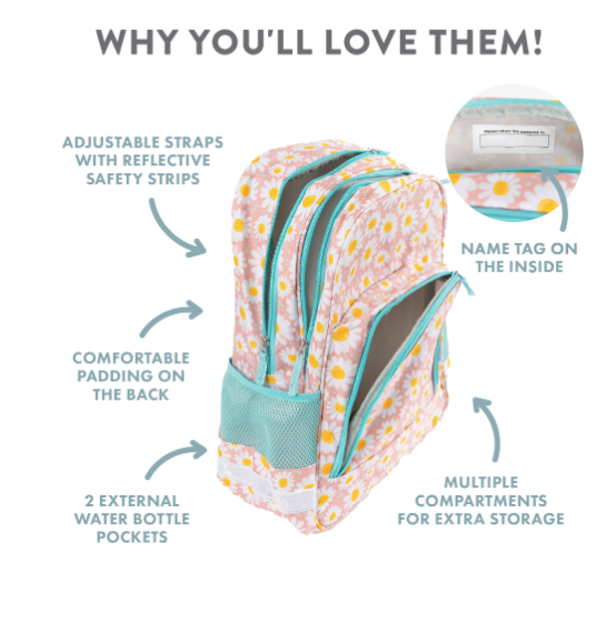 Splosh School Backpack - Daisies.   Backpack (lunch Bags and Wet Bags also available)