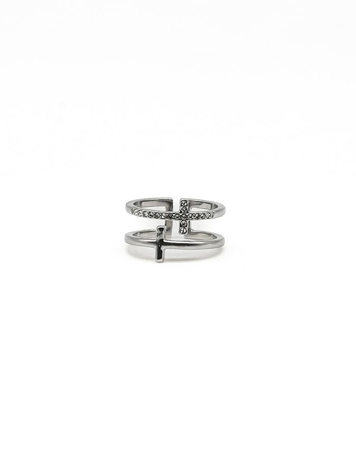 Stacked Twin Cross Ring - HolStrength