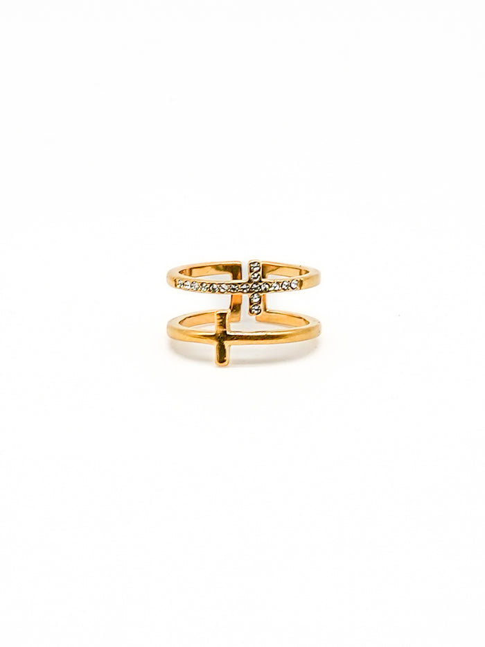 Stacked Twin Cross Ring - HolStrength