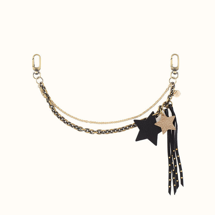 Stardust Bag Swag in Pebbled Leather - Black- FOL