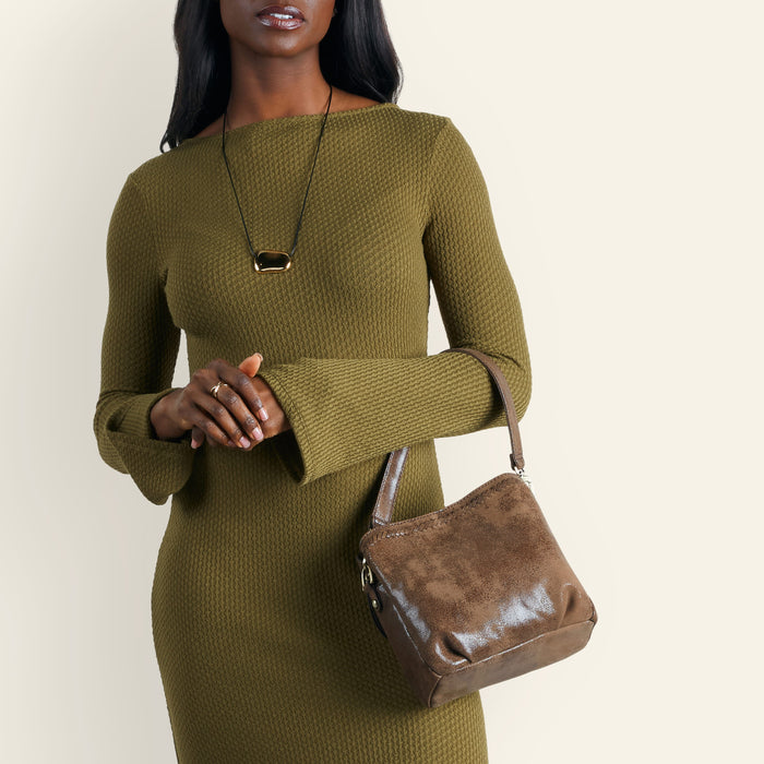 Starr Convertible Shoulder In Buffed Leather - Mocha