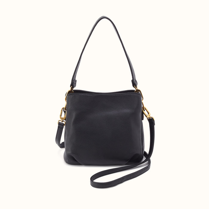 Starr Convertible Shoulder In Pebbled Leather - Black