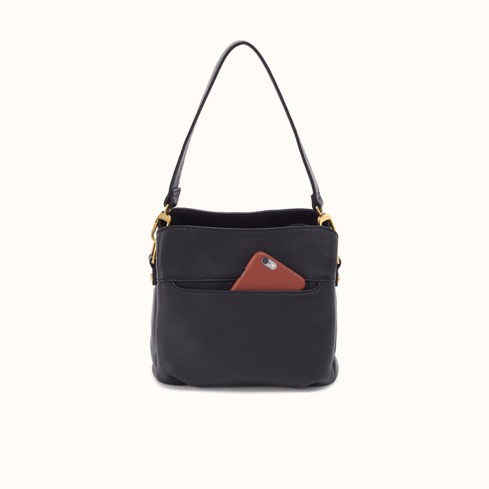 Starr Convertible Shoulder In Pebbled Leather - Black