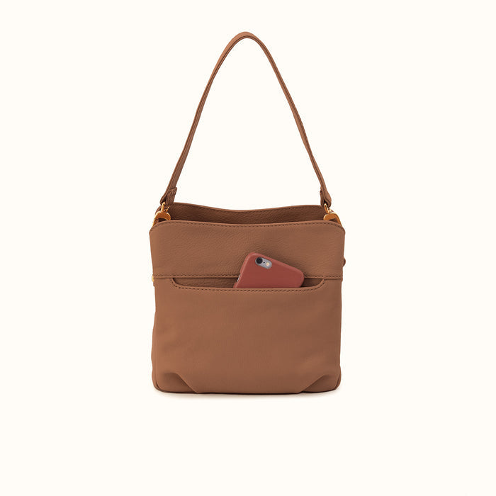 Starr Convertible Shoulder In Pebbled Leather - Timber Brown