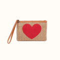 Straw Heart Pouch In Woven Straw - Meadow Woven Straw- FOL