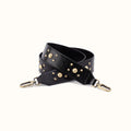 Stud Guitar Strap In Polished Leather - Black- FOL