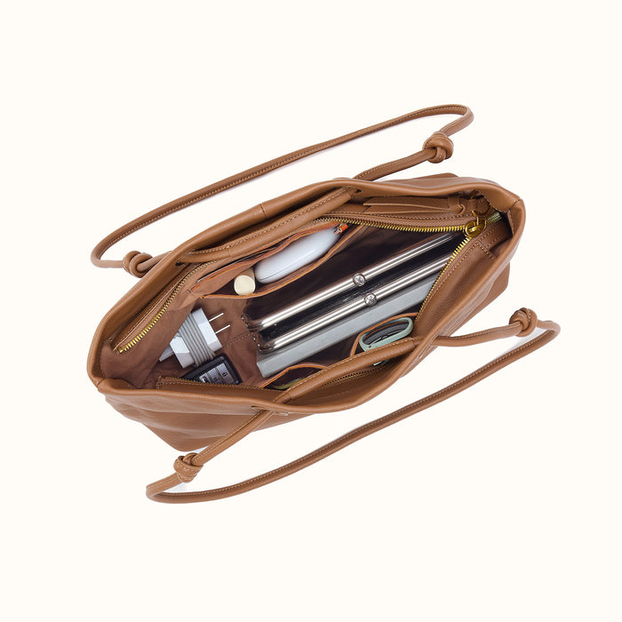 Studio Softie Tote In Pebbled Leather - Timber Brown