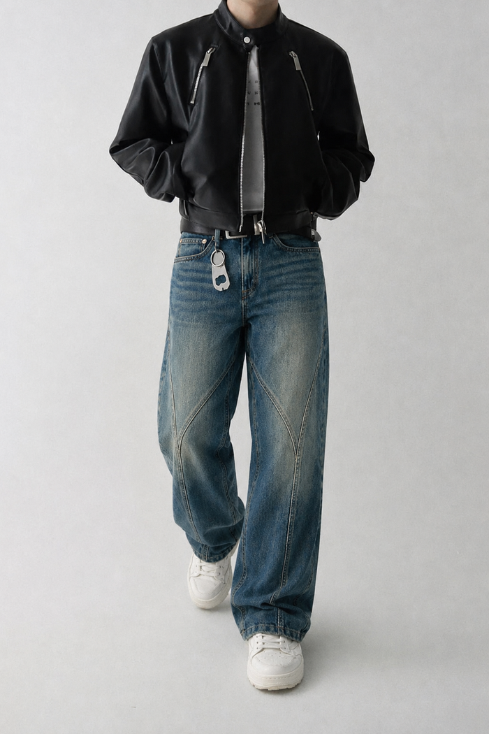 Subtle Fade Blue Straight Fit Jeans
