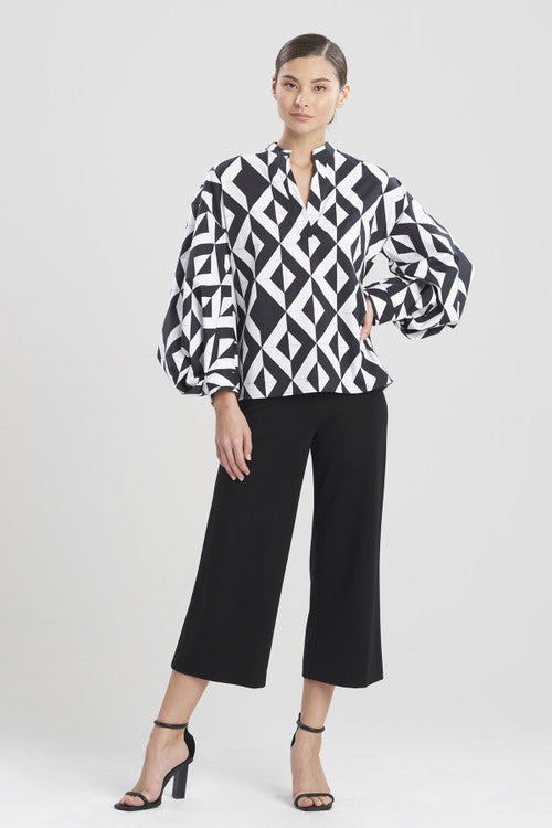 Sumi-Cotton Poplin Balloon Sleeve Shirt