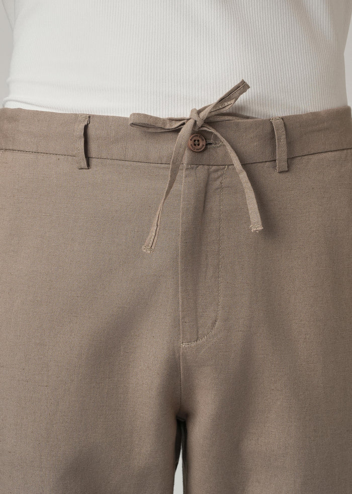 Tan Linen Relaxed Fit Trouser
