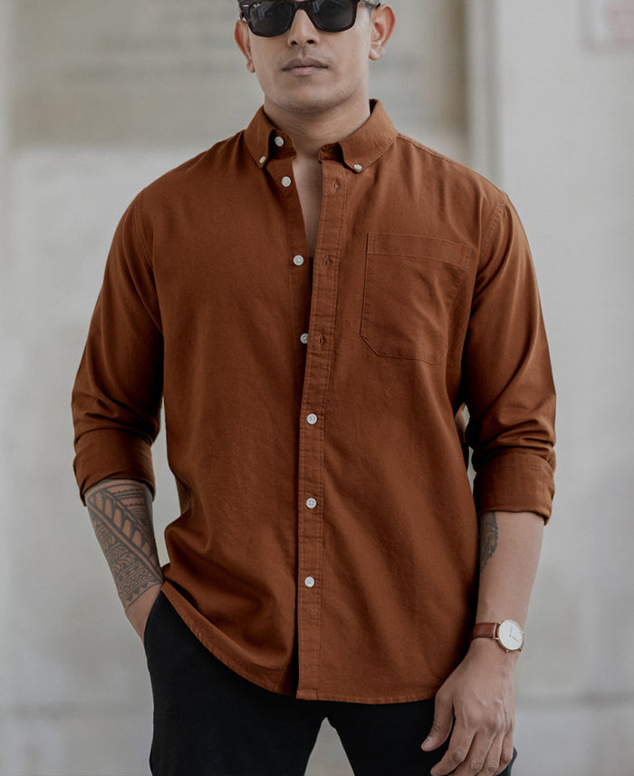 Tan Oxford Shirt 100% Cotton