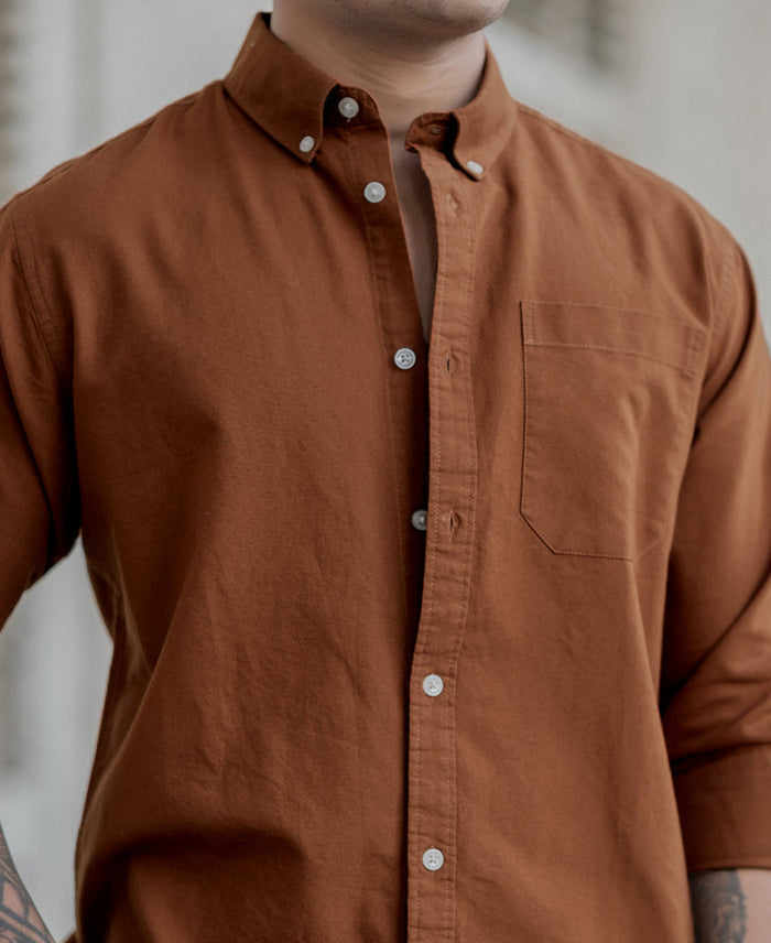 Tan Oxford Shirt 100% Cotton
