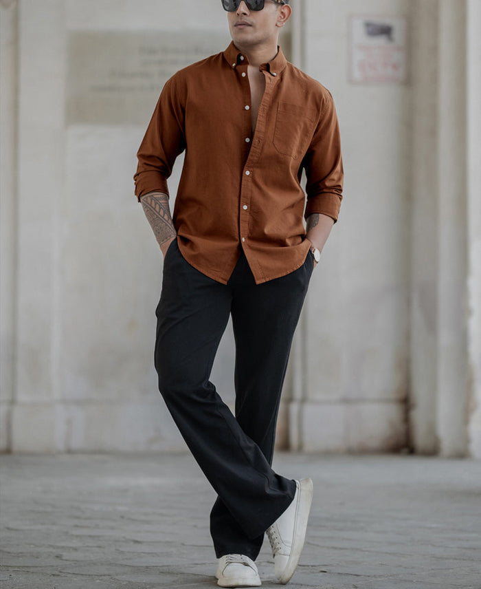 Tan Oxford Shirt 100% Cotton