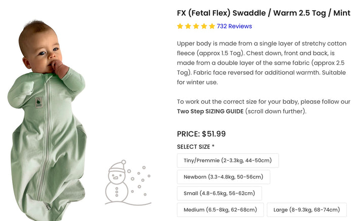 The Sleepy Company.   3-IN-1 Swaddle.   (Colour Mint)   2.5tog. Sleep Bag/sleeping bag
