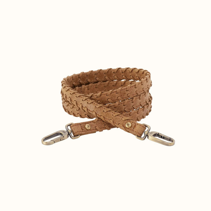 Thin Braided Strap In Buffed Leather
