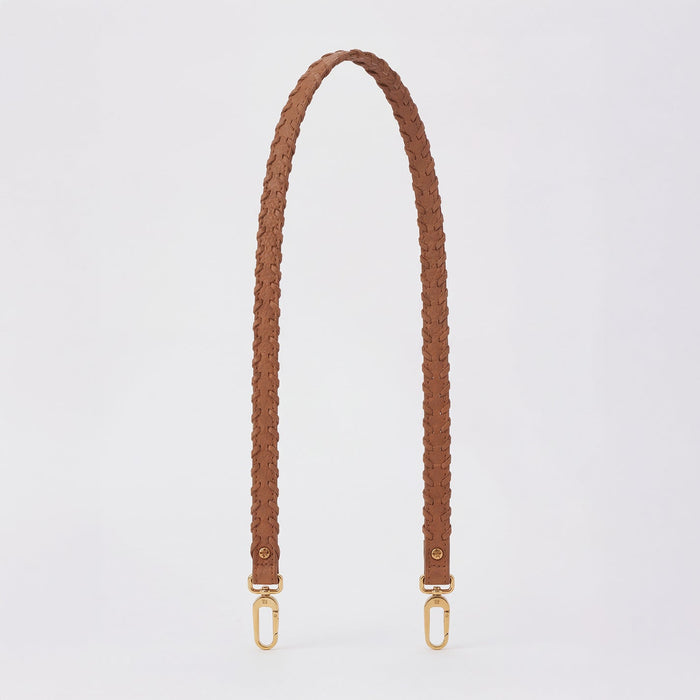Thin Braided Strap in Buffed Leather - Whiskey