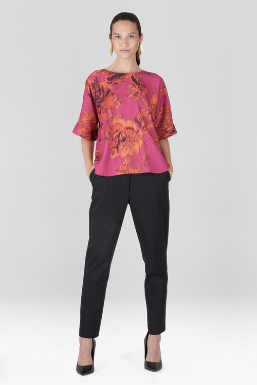 Tie-Dye Floral Crepe T-Shirt Top
