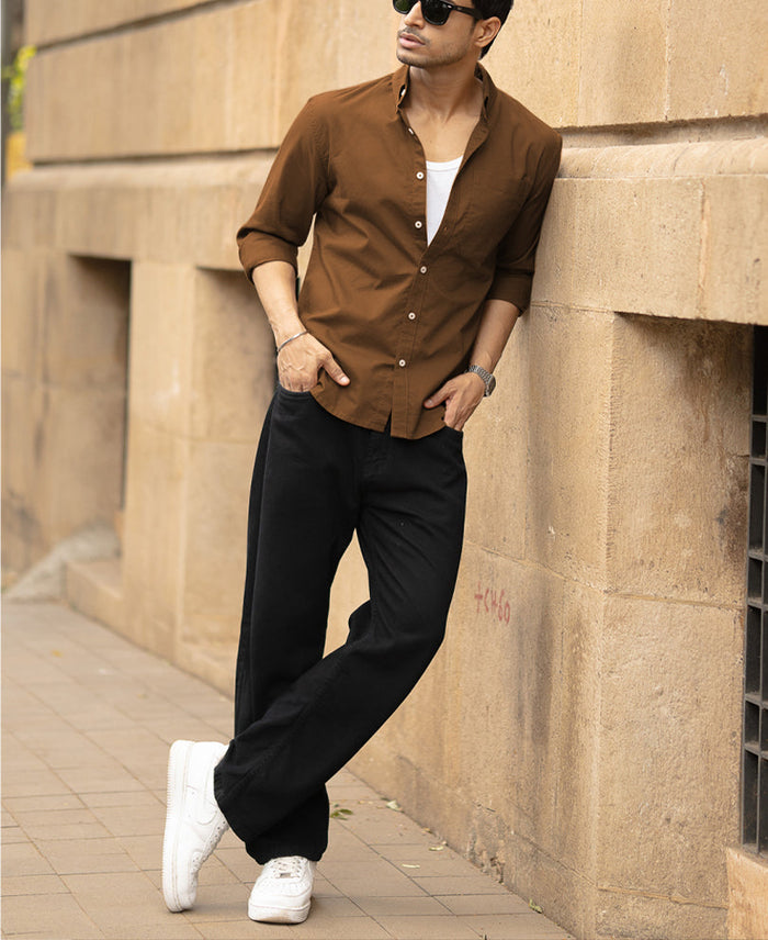 Toffee Brown Lightweight Oxford Shirt 100% Cotton