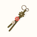 Triflower Keychain In Polished Leather - Olive Veil- FOL