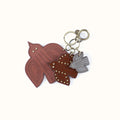 Triple Bird Key Fob In Polished Leather