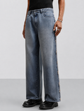 Unfinished Blue Wash Straight Fit Jeans
