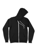 Unisex black zip fleece hoodie - front view