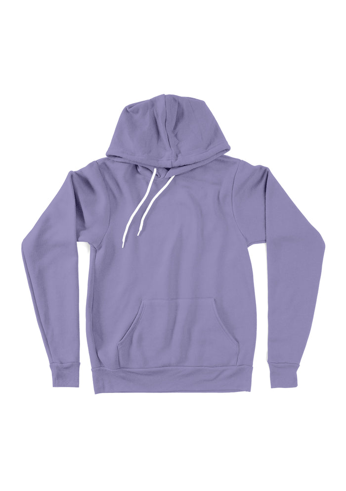 unisex lavender blue hoodie fleece flat front image
