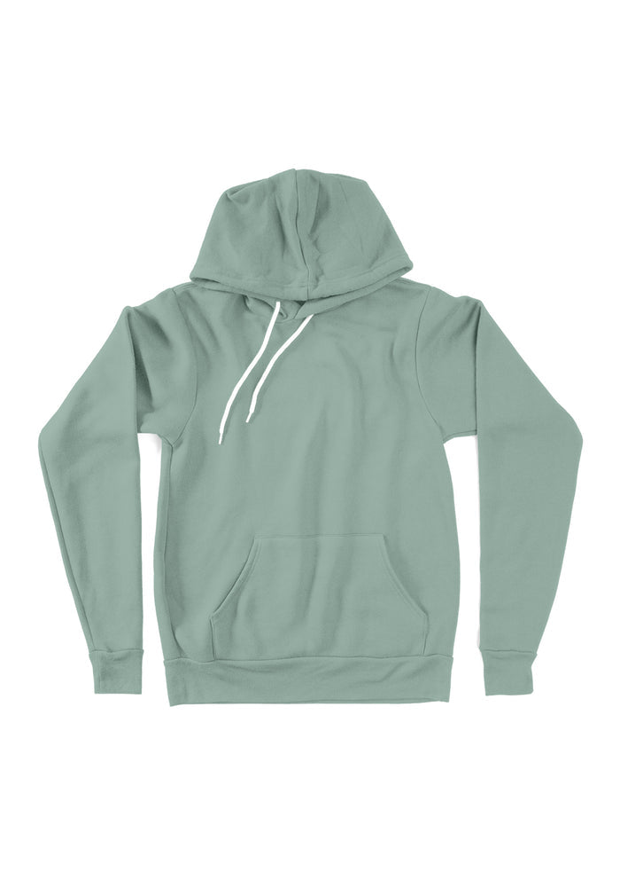 unisex dusty blue hoodie fleece flat front image
