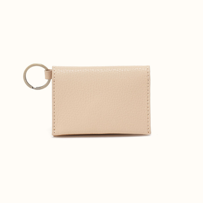 Vida Card Case In Micro Pebbled Leather - Almond- FOL