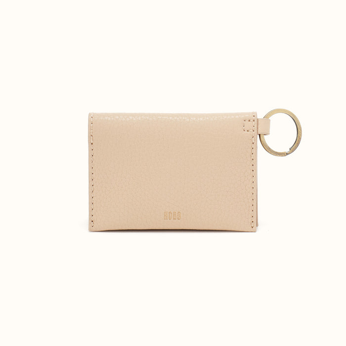 Vida Card Case In Micro Pebbled Leather - Almond