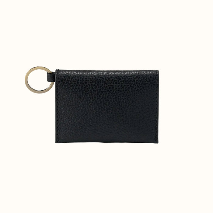 Vida Card Case In Micro Pebbled Leather - Black