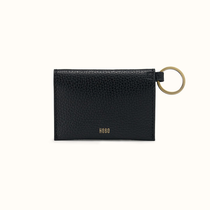 Vida Card Case In Micro Pebbled Leather - Black
