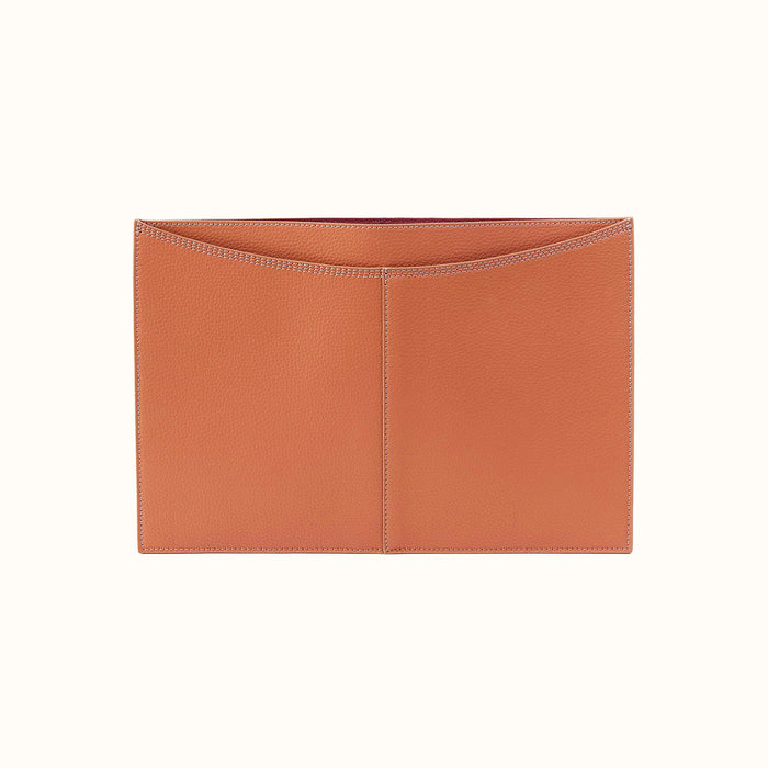 Vida Laptop Sleeve In Micro Pebbled Leather - Biscuit- FOL