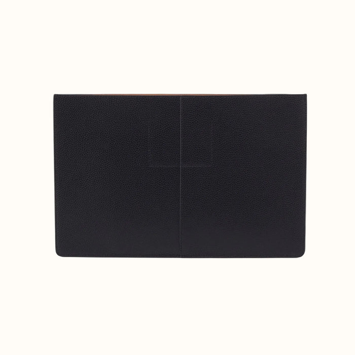 Vida Large Laptop Sleeve In Micro Pebbled Leather - Black