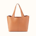 Vida Large Tote In Micro Pebbled Leather - Biscuit