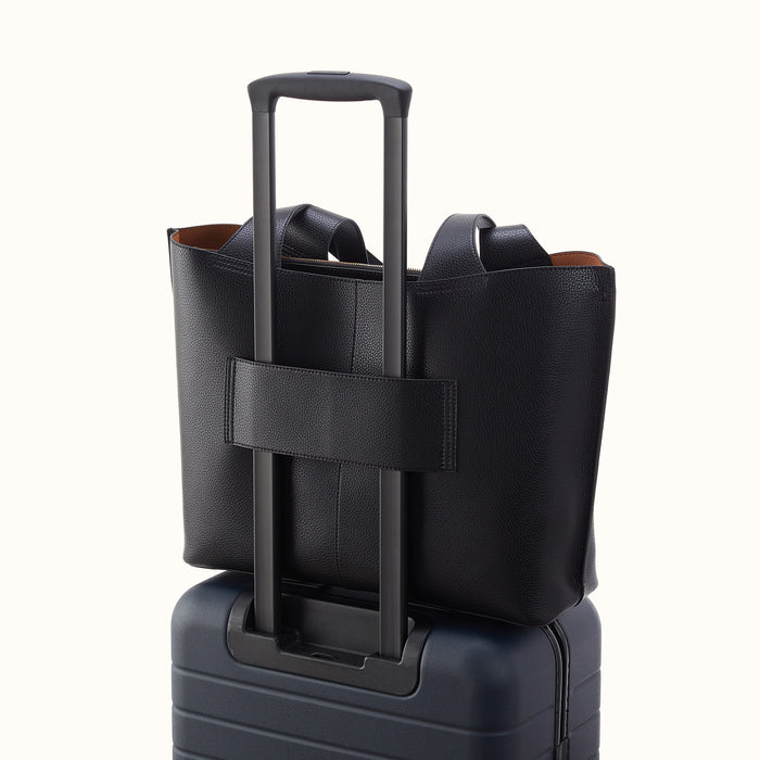 Vida Large Tote In Micro Pebbled Leather - Black