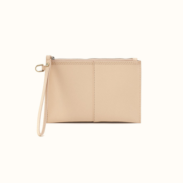 Vida Small Pouch In Micro Pebbled Leather - Almond- FOL