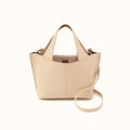 Vida Small Tote In Micro Pebbled Leather - Almond- FOL