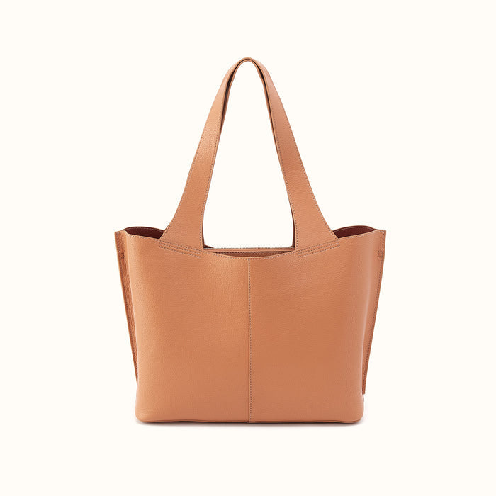 Vida Tote In Micro Pebbled Leather - Biscuit