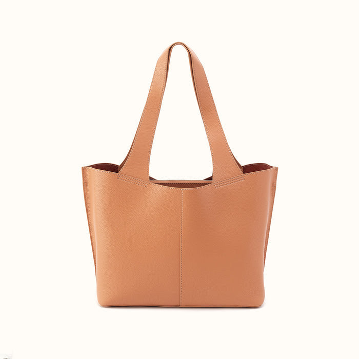 Vida Tote In Micro Pebbled Leather - Biscuit