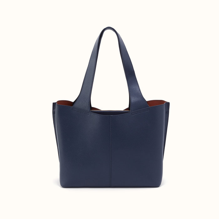 Vida Tote In Micro Pebbled Leather - Mood Indigo