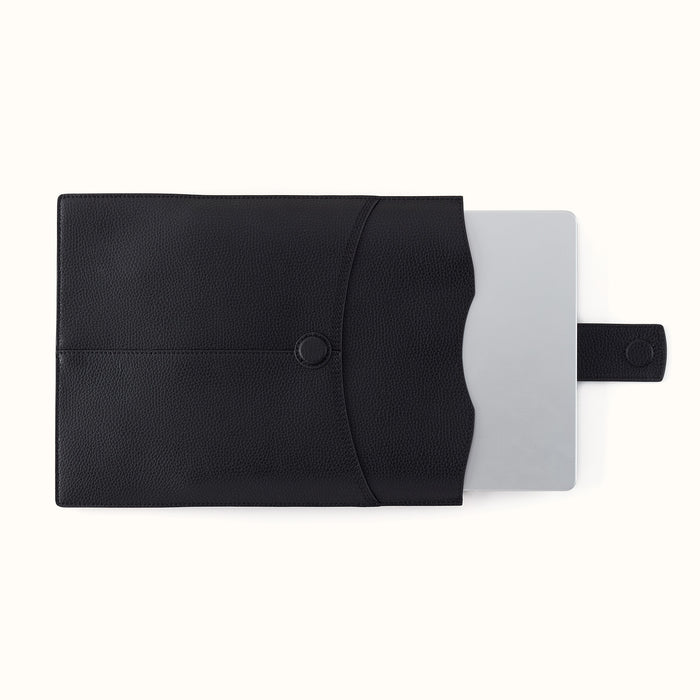 Vida Vertical Laptop In Micro Pebbled Leather - Black