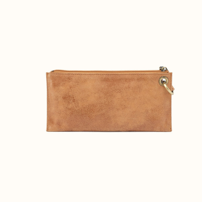 Vida Wristlet in Buffed Leather - Whiskey