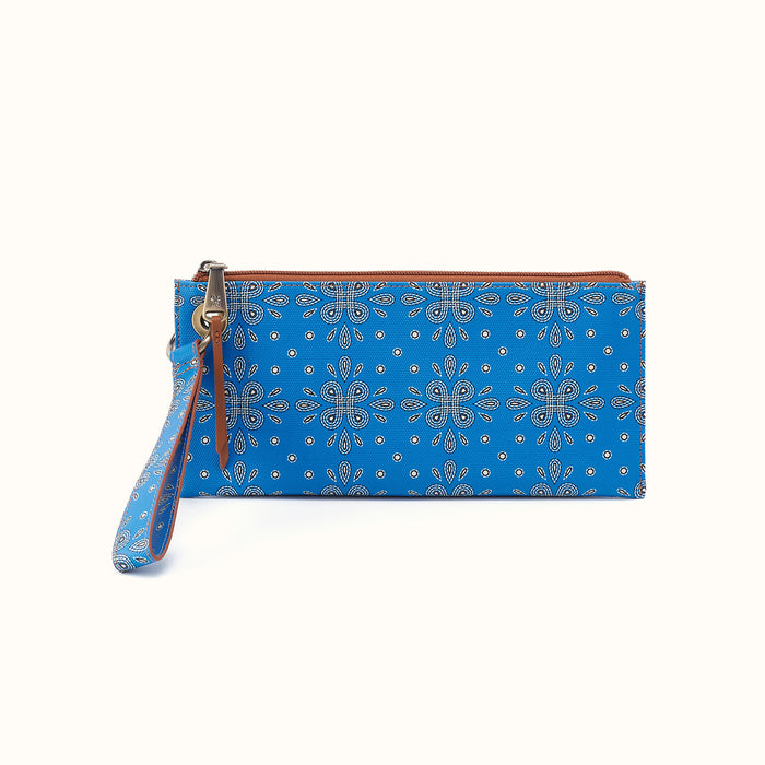 Vida Wristlet In Coated Canvas - Blue Journey Bandana- FOL