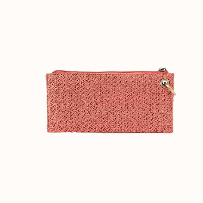 Vida Wristlet In Woven Straw - Wild Rose Woven Straw