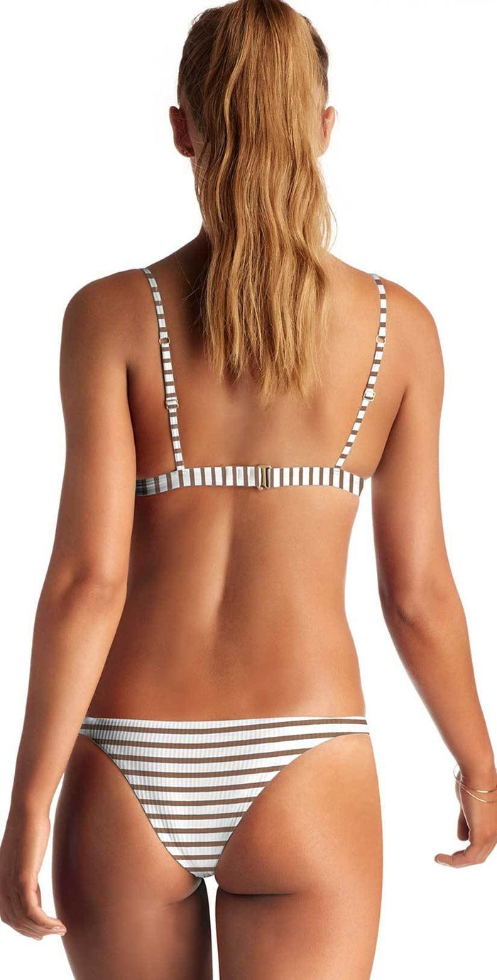 Vitamin A Carmen Bikini Bottom in Cocoa Marin Stripe 84B MSD: