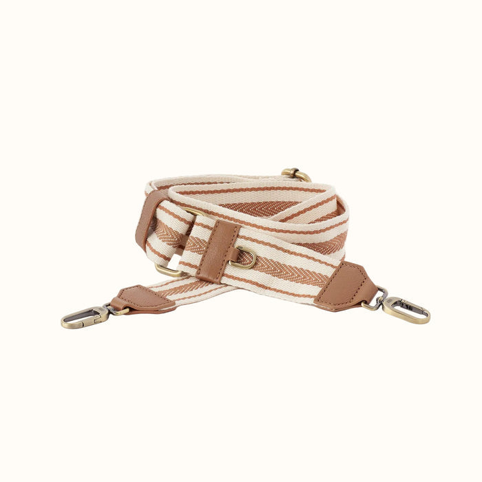 Webbing Guitar Strap In Pebbled Leather