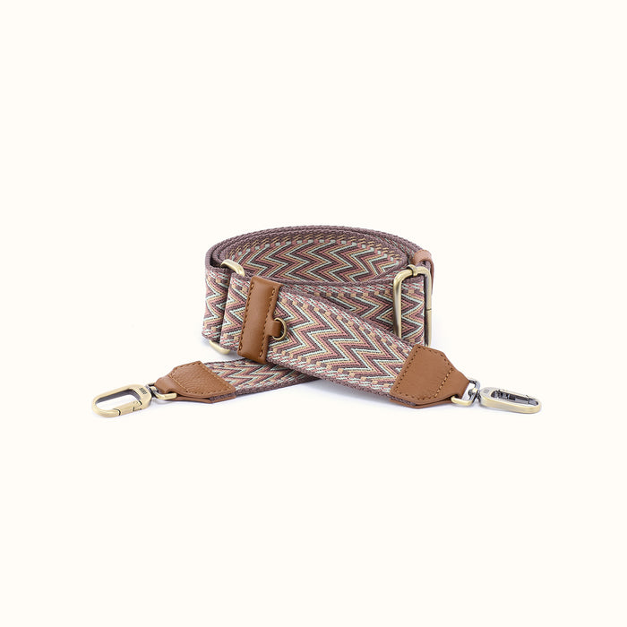 Webbing Guitar Strap In Pebbled Leather - Timber Brown- FOL