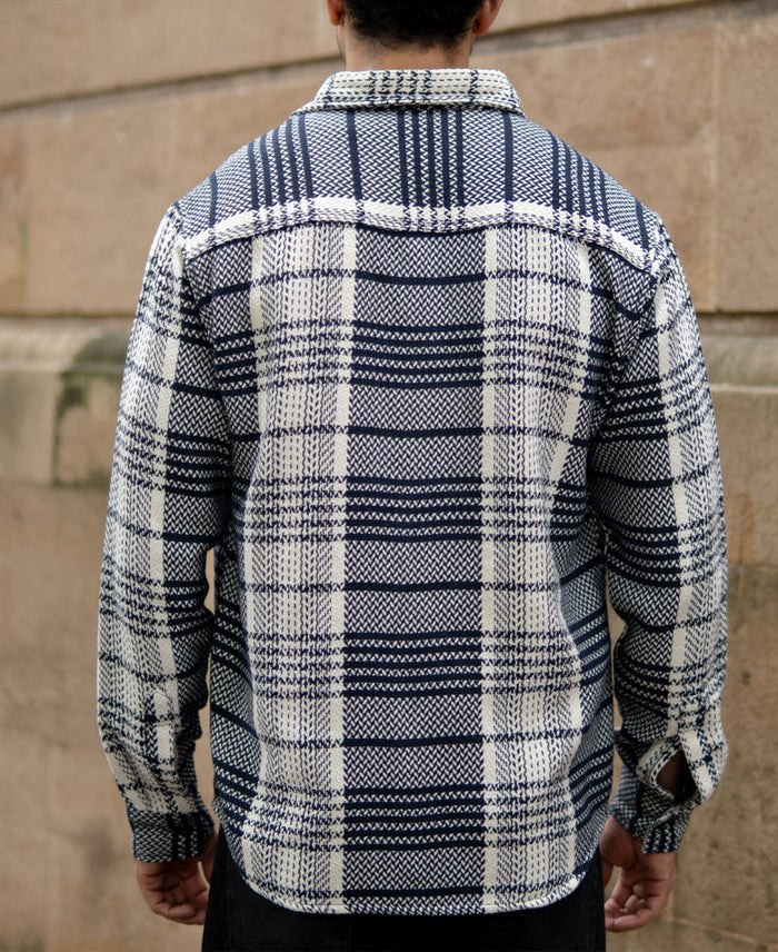 White And Navy Structured Checks Shirt